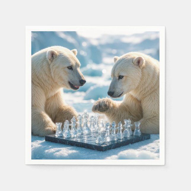 Polar Bears Playing Chess On a Glacier Napkin (Front)