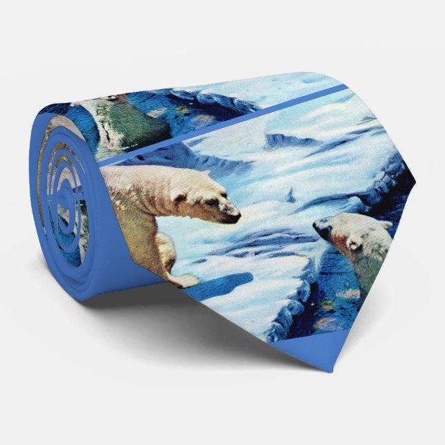 polar bears print tie (Rolled)