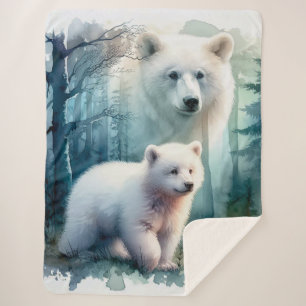 Polar Bears  Sherpa Blanket