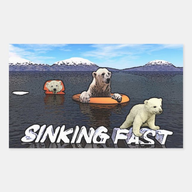 Polar Bears - Sinking Fast Rectangular Sticker (Front)