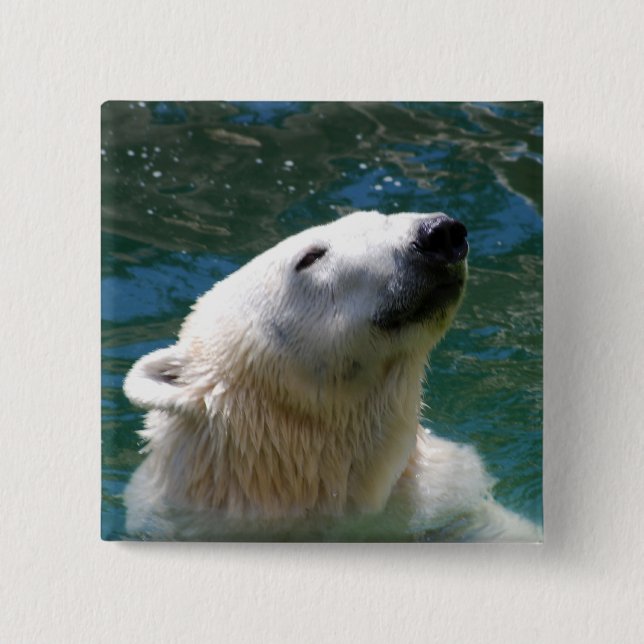 Polar bears smile 15 cm square badge (Front)