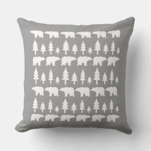 POLAR BEARS & TREES Christmas Vintage Throw Pillow