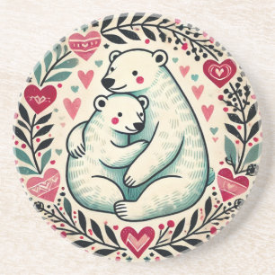 Polar Bears Valentine's Day Bear Coaster
