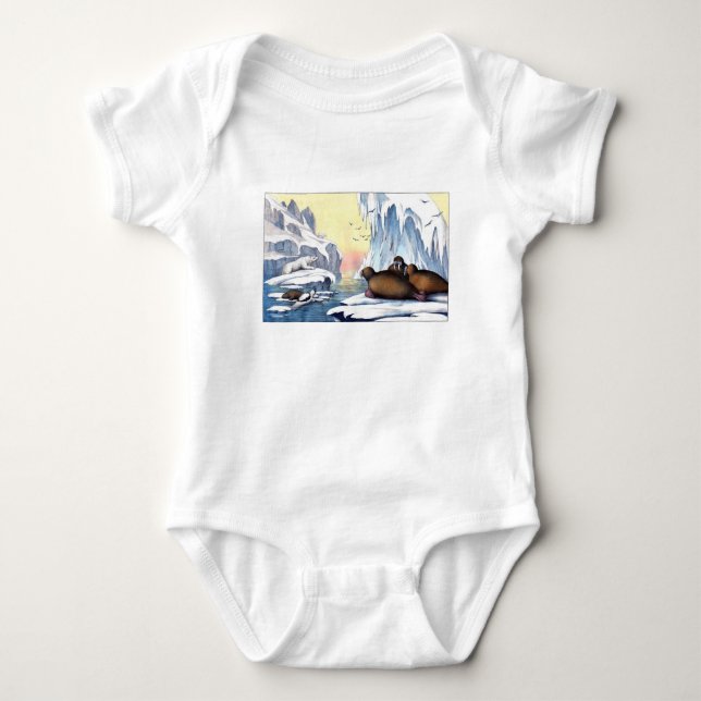Polar Bears, Walrus, And Seals Baby Bodysuit (Front)