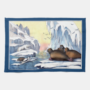 Polar Bears, Walrus, And Seals Tea Towel