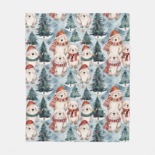 Polar Bears Winter Fleece Blanket Hats & Scarves