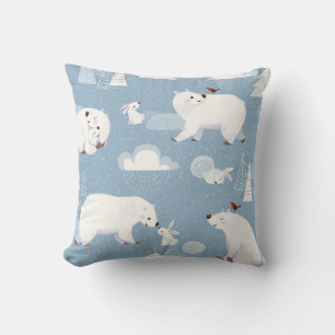 Polar Bears Winter Vintage Cushion