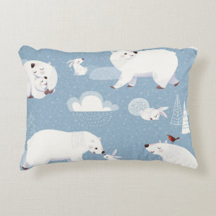 Polar Bears Winter Vintage Decorative Cushion