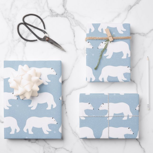 Polar Bears Wrapping Paper Sheets (Front)