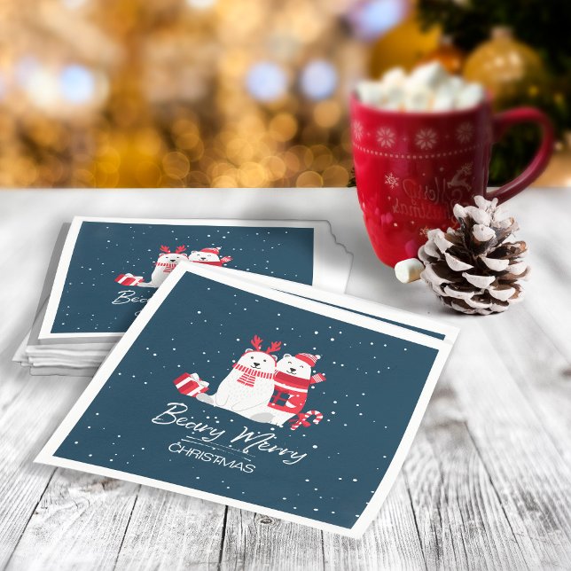 Polar Beary Merry Christmas ID851 Napkin (Creator Uploaded)