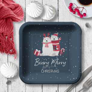 Polar Beary Merry Christmas ID851 Paper Plate
