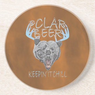Polar Beer Keepin' It Chill Grey and Blue Coaster