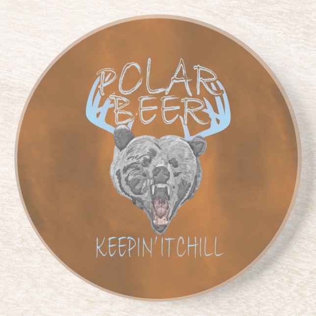 Polar Beer Keepin' It Chill Grey and Blue Coaster (Front)