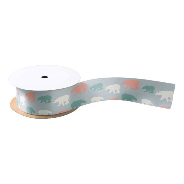 Polar Beers Winter Seamless Pattern Satin Ribbon (Spool)