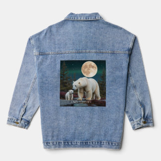Polar Elegance Under the Moonlight Denim Jacket