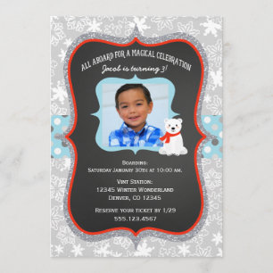 Polar Express Boy Photo Birthday Invitation