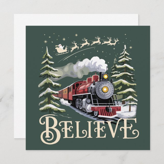 Polar Express Christmas Gift Believe Xmas Winter Holiday Card (Front/Back)