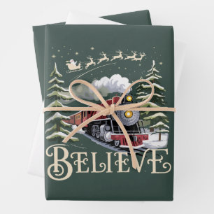 Polar Express Christmas Gift Believe Xmas Winter Wrapping Paper Sheet