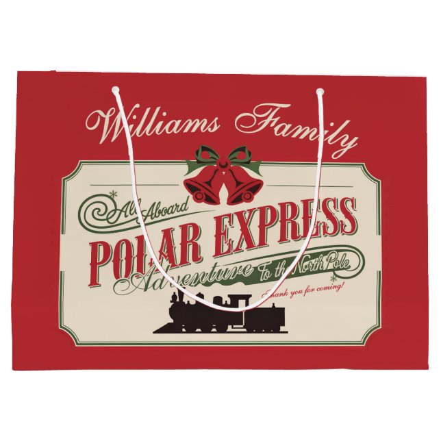 Polar Express Train Adventure Believe In Christmas Large Gift Bag (Back)