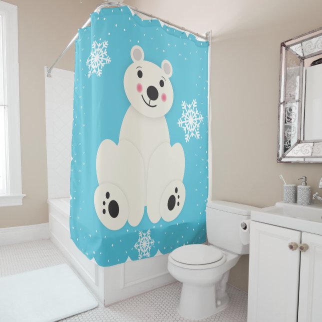 Polar Friend Shower Curtain (In Situ)