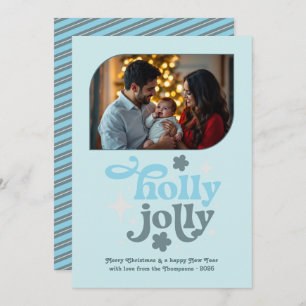 Polar Glow Modern Blue Christmas Photo Holiday Card