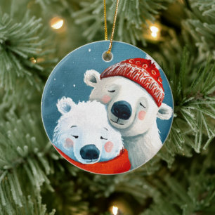 Polar Hugs Ceramic Tree Decoration