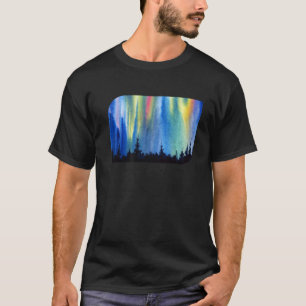 Polar Lights Aurora Borealis Forest Vacation   T-Shirt