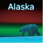 Polar Lights Polar Bear - Alaska Photo Sculpture Magnet<br><div class="desc">A polar bear roams the ice during the long polar night; the Northern Lights in red and green glow in the distance. Text reading "Alaska" appears in glowing blue and white. Polar bears are highly endangered. How much longer will scenes like this be able to occur? Please help save Polar...</div>