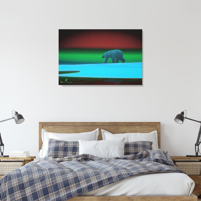 Polar Lights Polar Bear Canvas Print (Insitu(Bedroom))