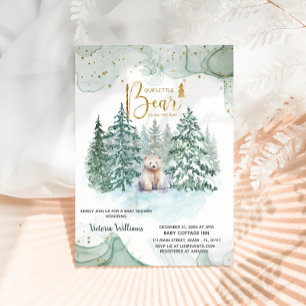 Polar Little Bear is On The Way Cute Baby Shower  Invitation
