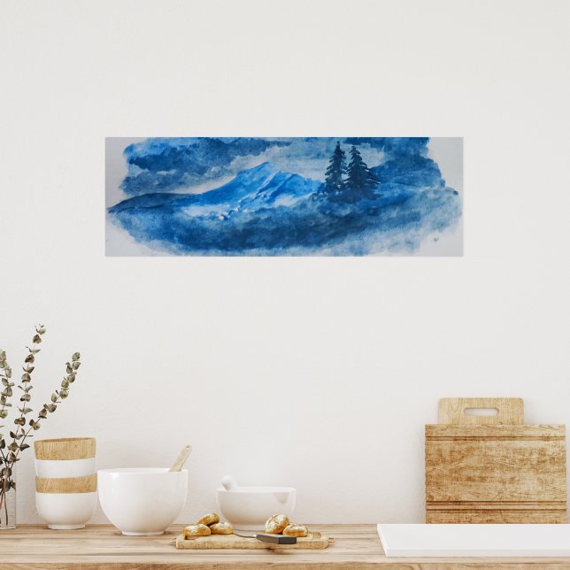 Polar Mountains and Trees Landscape Poster (Kitchen)