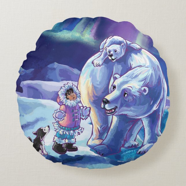 Polar Pals Painting Round Cushion (Front)