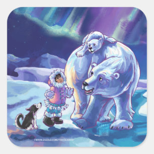 Polar Pals Square Sticker
