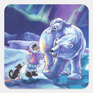 Polar Pals Square Sticker