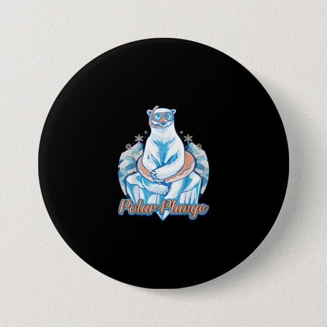 Polar Plunge Ice Jump Funny Polar Bear Winter Swim 7.5 Cm Round Badge (Front)