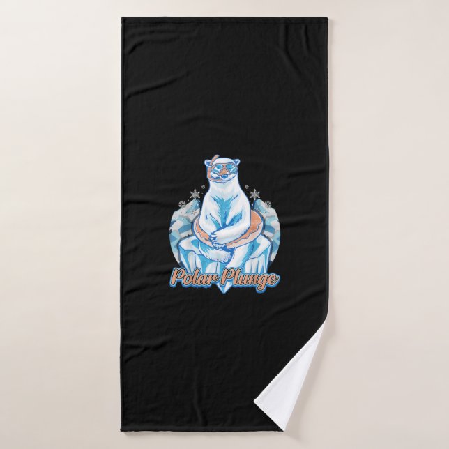 Polar Plunge Ice Jump Funny Polar Bear Winter Swim Bath Towel (Bath Towel)