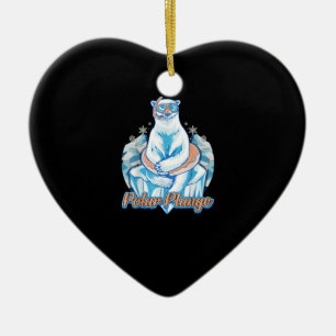Polar Plunge Ice Jump Funny Polar Bear Winter Swim Ceramic Tree Decoration