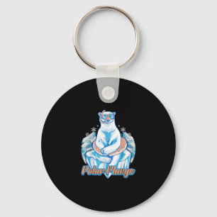 Polar Plunge Ice Jump Funny Polar Bear Winter Swim Key Ring