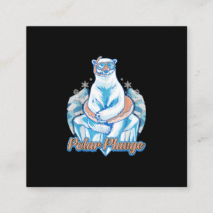 Polar Plunge Ice Jump Funny Polar Bear Winter Swim Square Business Card