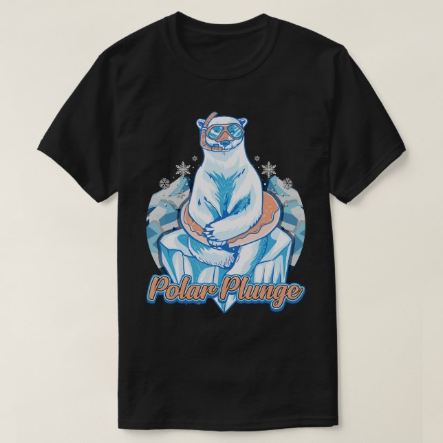 Polar Plunge Ice Jump Funny Polar Bear Winter T-Shirt (Design Front)