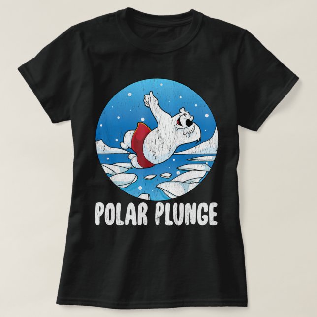 Polar Plunge Ice Jump Funny Polar Bear Winter   T-Shirt (Design Front)