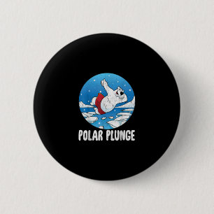 Polar Plunge Ice Jump Polar Bear Winter Swim 6 Cm Round Badge