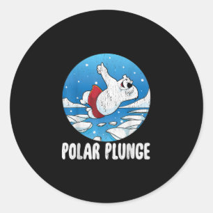 Polar Plunge Ice Jump Polar Bear Winter Swim Classic Round Sticker