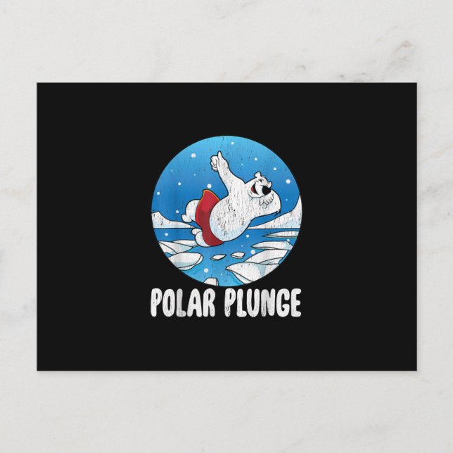 Polar Plunge Ice Jump Polar Bear Winter Swim Invitation Postcard (Front)
