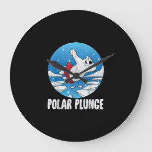 Polar Plunge Ice Jump Polar Bear Winter Swim Large Clock