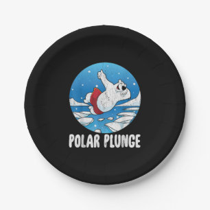 Polar Plunge Ice Jump Polar Bear Winter Swim Paper Plate
