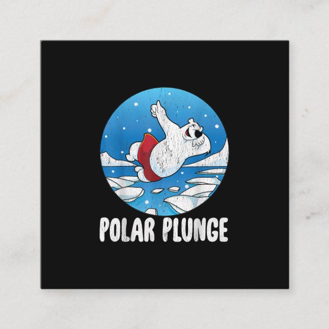 Polar Plunge Ice Jump Polar Bear Winter Swim Square Business Card (Front)
