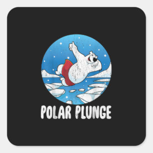 Polar Plunge Ice Jump Polar Bear Winter Swim Square Sticker