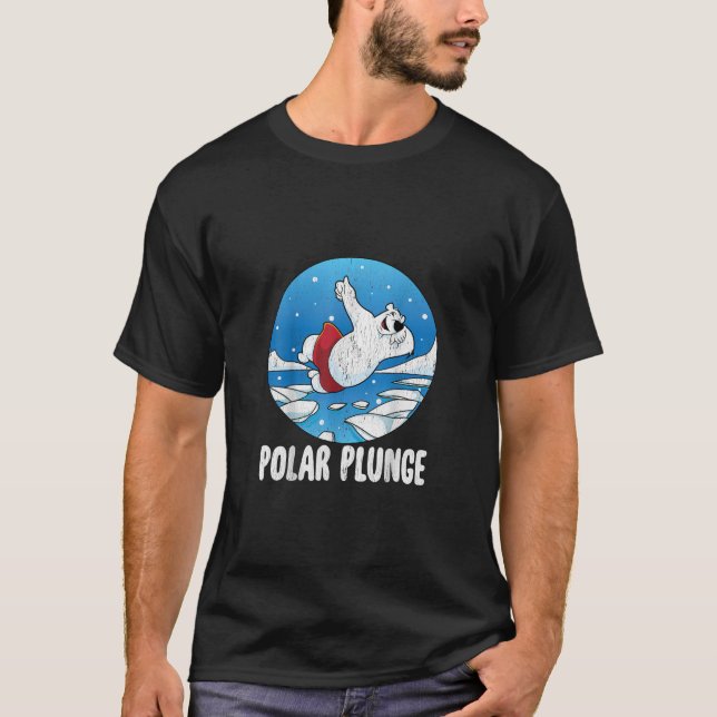 Polar Plunge Ice Jump Polar Bear Winter Swim T-Shirt (Front)