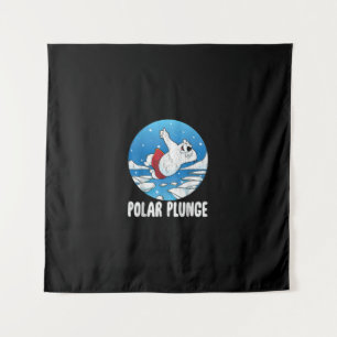 Polar Plunge Ice Jump Polar Bear Winter Swim Tapestry